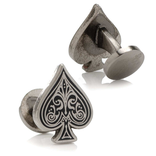 Ace of Spades Antique Silver Cufflinks - Cufflinks.com - Flyclothing LLC
