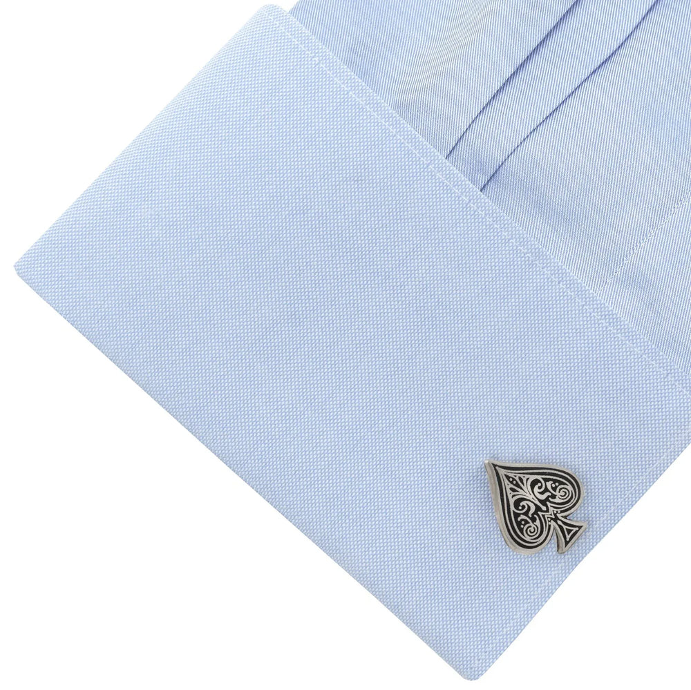 Ace of Spades Antique Silver Cufflinks - Cufflinks.com - Flyclothing LLC