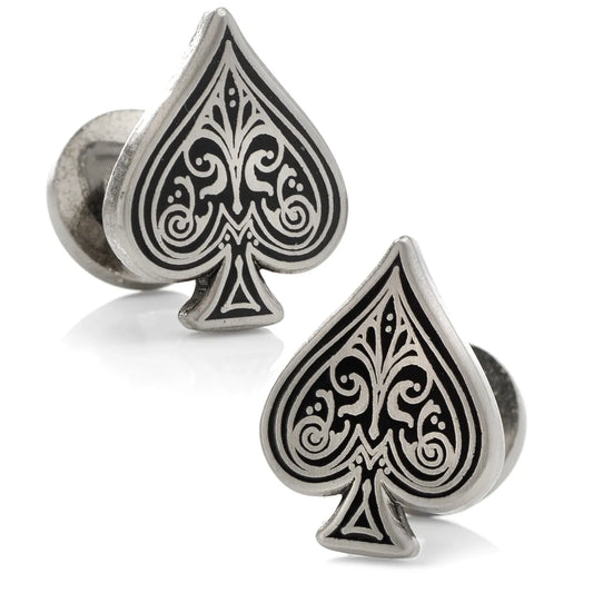Ace of Spades Antique Silver Cufflinks - Cufflinks.com - Flyclothing LLC