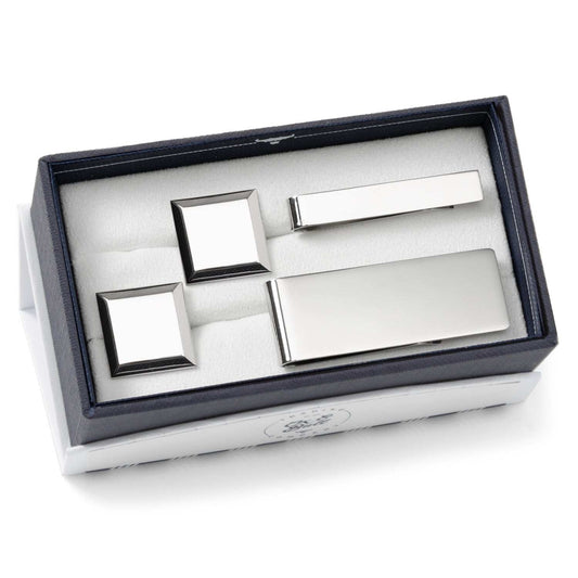 Engravable Beveled Square 3-Piece Gift Set - Cufflinks.com - Flyclothing LLC