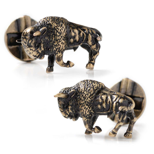 Antique Bronze Bison Cufflinks - Cufflinks.com - Flyclothing LLC