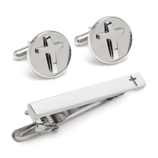 Cross Stainless Steel Cufflinks and Tie Clip Gift Set - Cufflinks.com - Flyclothing LLC