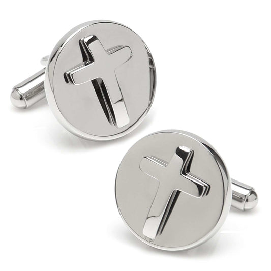 Cross Round Stainless Steel Cufflinks - Cufflinks.com - Flyclothing LLC