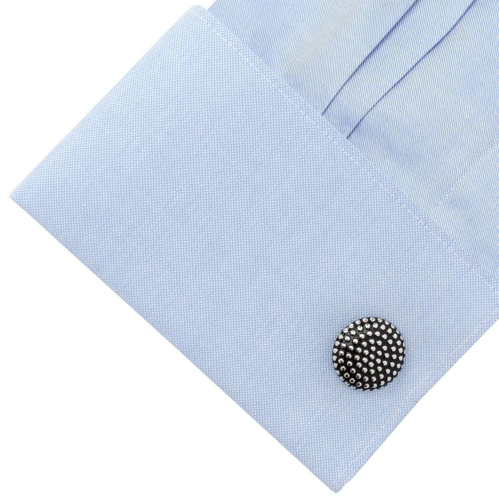 Silver Circle Dot Texture Cufflinks - Cufflinks.com - Flyclothing LLC