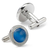Radiant Blue Catseye Stainless Steel Cufflinks - Cufflinks.com - Flyclothing LLC