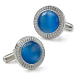 Radiant Blue Catseye Stainless Steel Cufflinks - Cufflinks.com - Flyclothing LLC