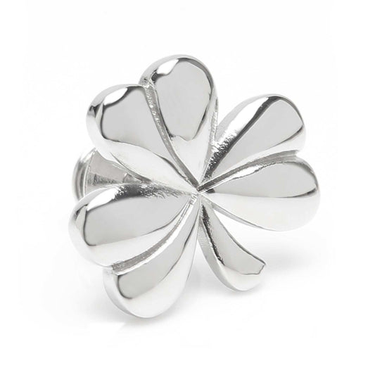 Clover Stainless Steel Lapel Pin - Cufflinks.com - Flyclothing LLC