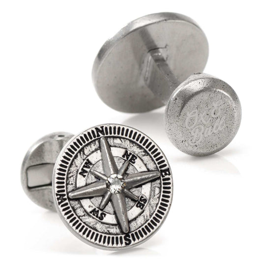 Antique Compass Stainless Steel Cufflinks - Cufflinks.com - Flyclothing LLC