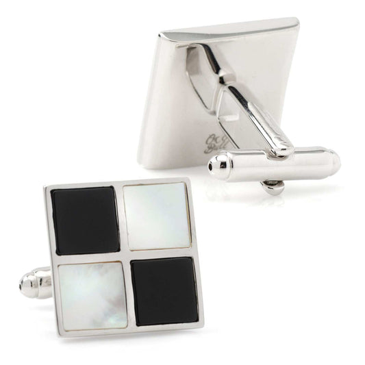 Mother of Pearl and Onyx Check Cufflinks - Cufflinks.com - Flyclothing LLC