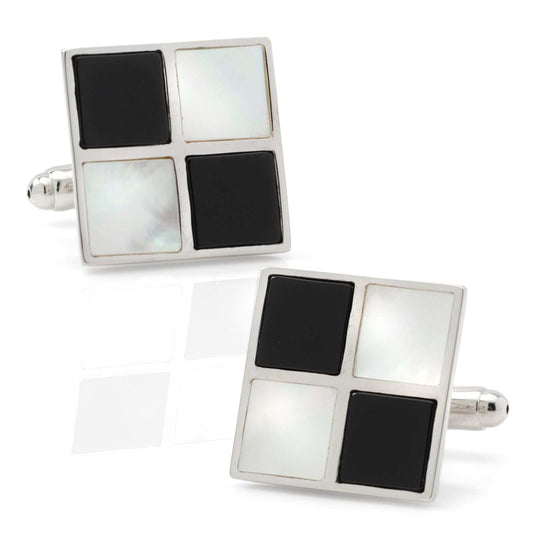 Mother of Pearl and Onyx Check Cufflinks - Cufflinks.com - Flyclothing LLC