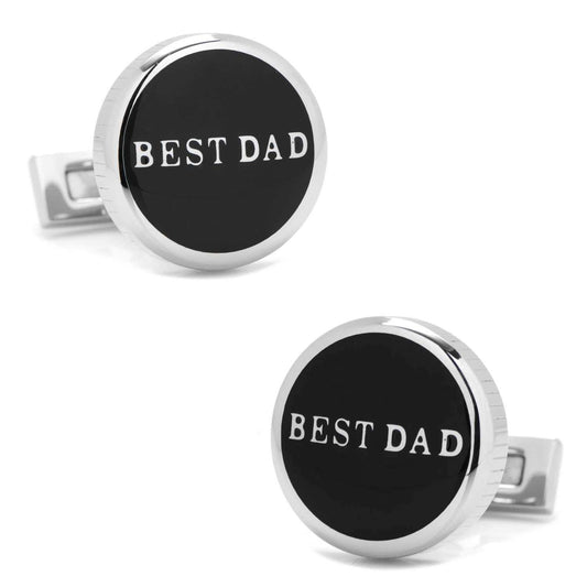 Best Dad Black Stainless Steel Cufflinks - Cufflinks.com - Flyclothing LLC