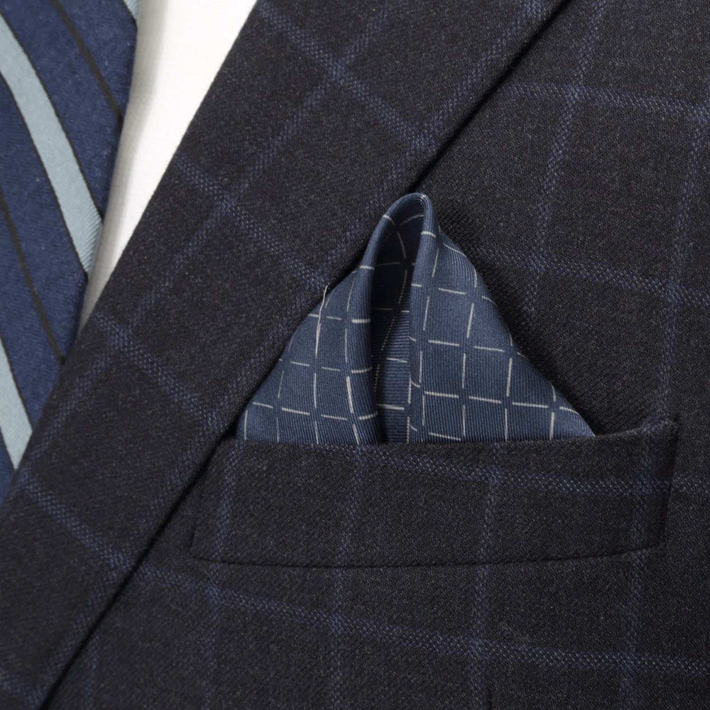 Navy Diamond Pocket Square - Cufflinks.com - Flyclothing LLC