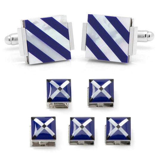 Mother of Pearl Floating and Diamond 5-Stud Set - Cufflinks.com - Flyclothing LLC