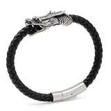 Dragon Head Braided Black Leather Bracelet with Magnetic Closure - Cufflinks.com - Flyclothing LLC