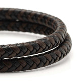 Black and Brown Braided Leather Bracelet with Gunmetal Stainless Steel Magnetic Clasp - Cufflinks.com - Flyclothing LLC