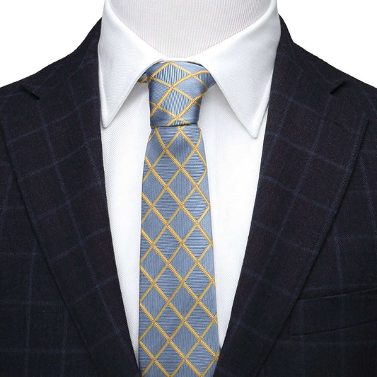 The Edward Tie (Gold Check Men's Tie) - Cufflinks.com - Flyclothing LLC