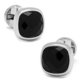 Faceted Onyx Cushion Stainless Steel 5-Stud Set - Cufflinks.com - Flyclothing LLC