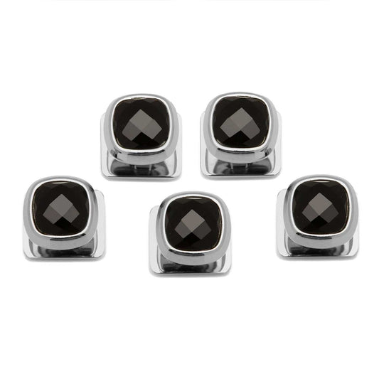 Faceted Onyx Cushion 5-Studs - Cufflinks.com - Flyclothing LLC