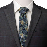 Kaleido Floral Navy Tan Accented Men's Tie - Cufflinks.com - Flyclothing LLC