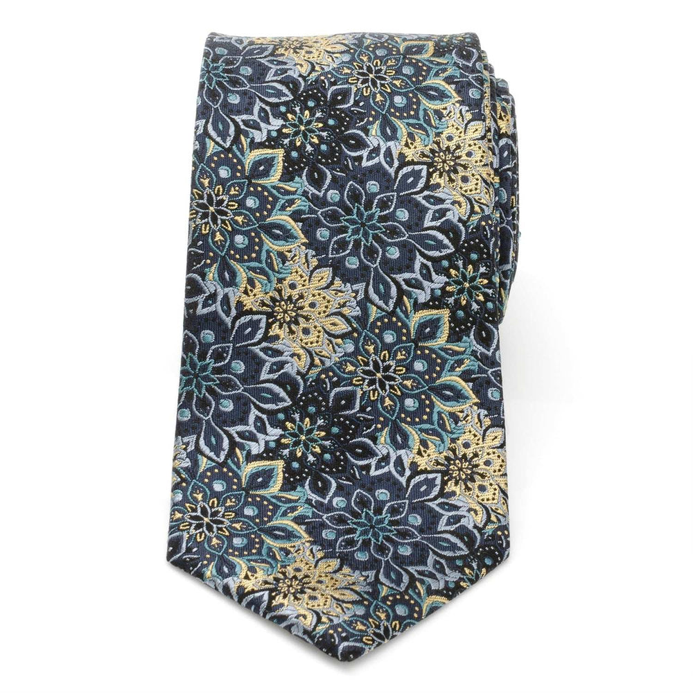 Kaleido Floral Navy Tan Accented Men's Tie - Cufflinks.com - Flyclothing LLC