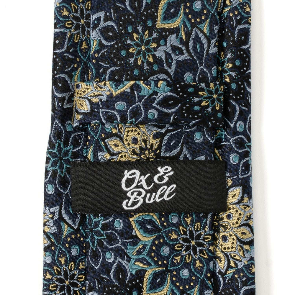 Kaleido Floral Navy Tan Accented Men's Tie - Cufflinks.com - Flyclothing LLC