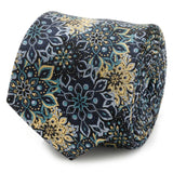 Kaleido Floral Navy Tan Accented Men's Tie - Cufflinks.com - Flyclothing LLC