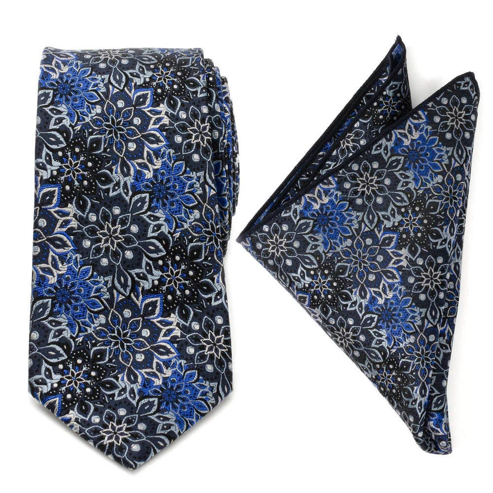 Navy Floral Tie and Pocket Square Gift Set - Cufflinks.com - Flyclothing LLC