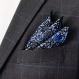 Navy Floral Pocket Square - Cufflinks.com - Flyclothing LLC