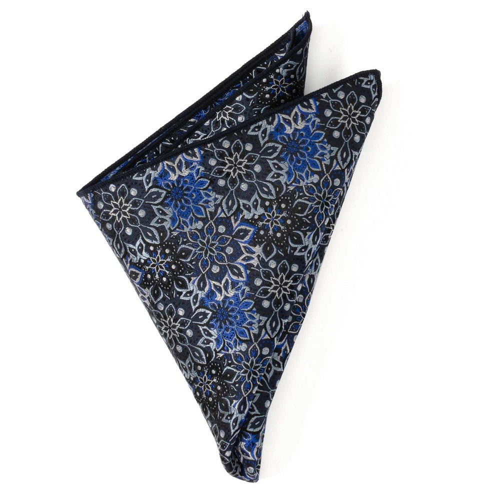 Navy Floral Pocket Square - Cufflinks.com - Flyclothing LLC