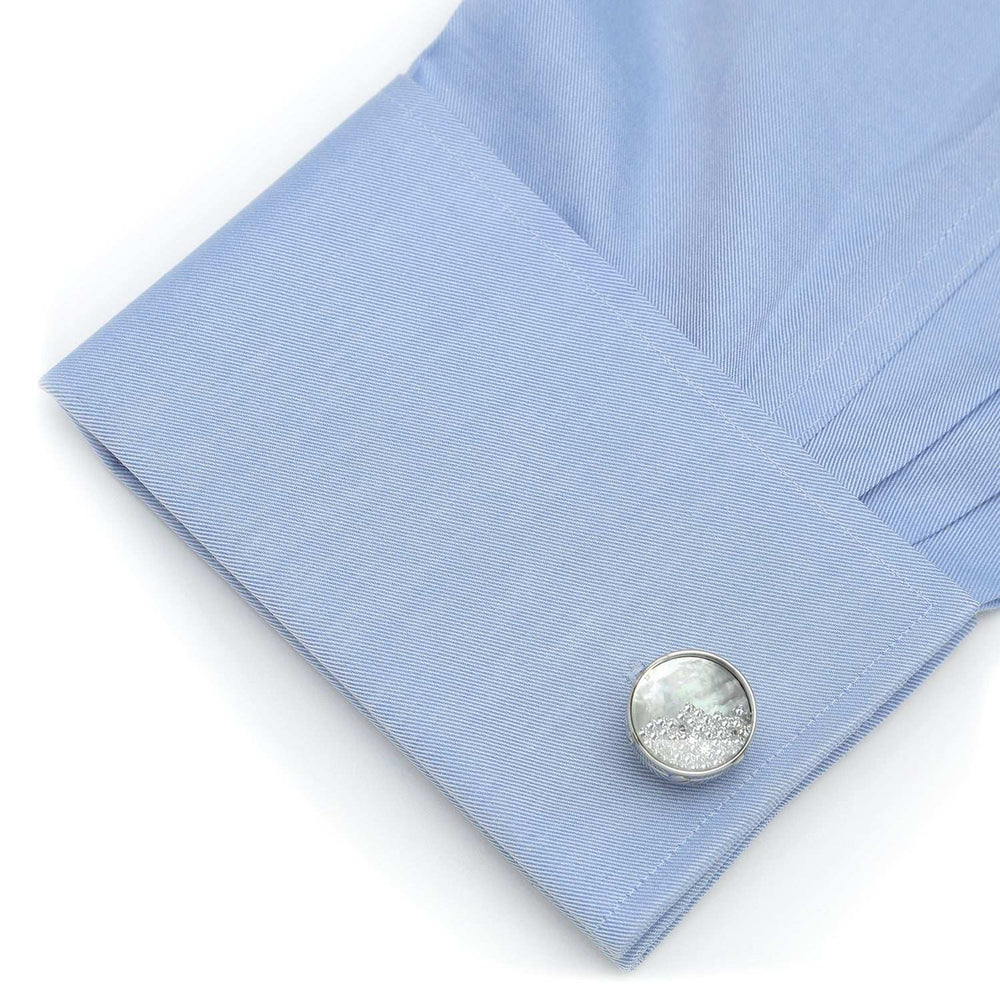 Mother of Pearl Floating Crystals Cufflinks - Cufflinks.com - Flyclothing LLC