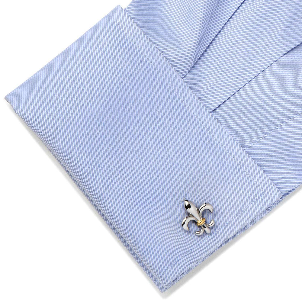 Stainless Steel Two-Tone Fleur De Lis Cufflinks - Cufflinks.com - Flyclothing LLC