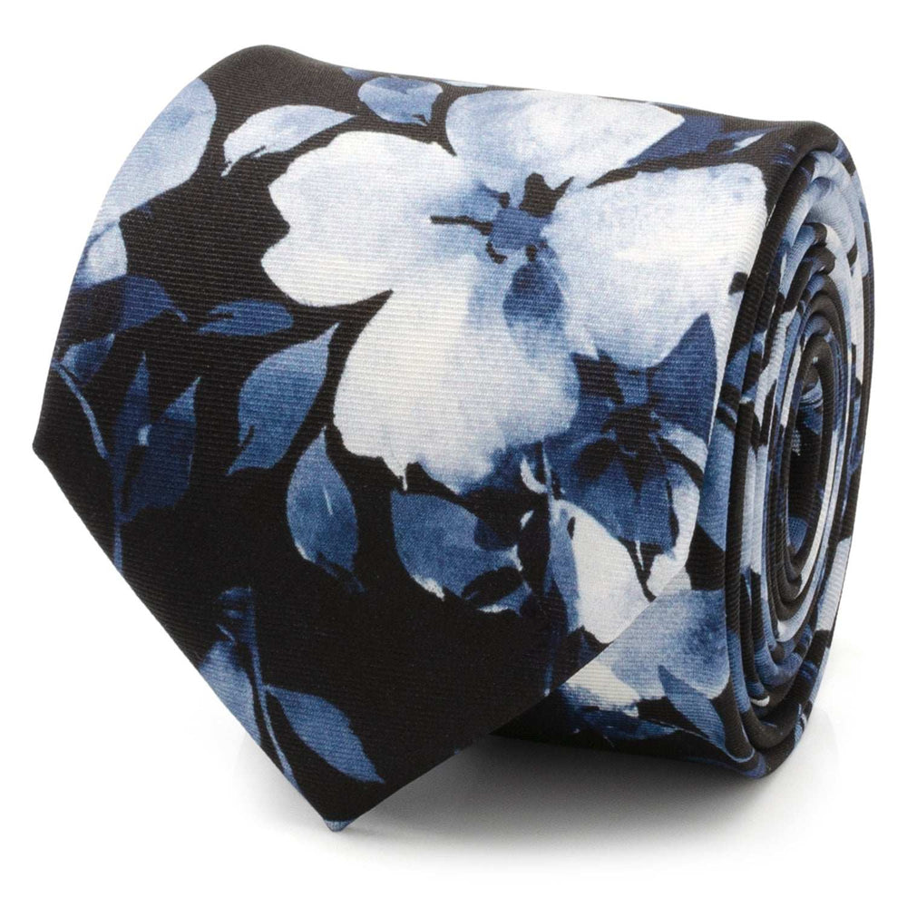 Painted Floral Blue Necktie and Pocket Square Gift Set - Cufflinks.com - Flyclothing LLC
