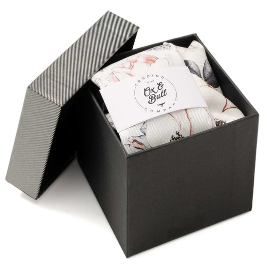 Painted Floral Gray Necktie and Pocket Square Gift Set - Cufflinks.com - Flyclothing LLC