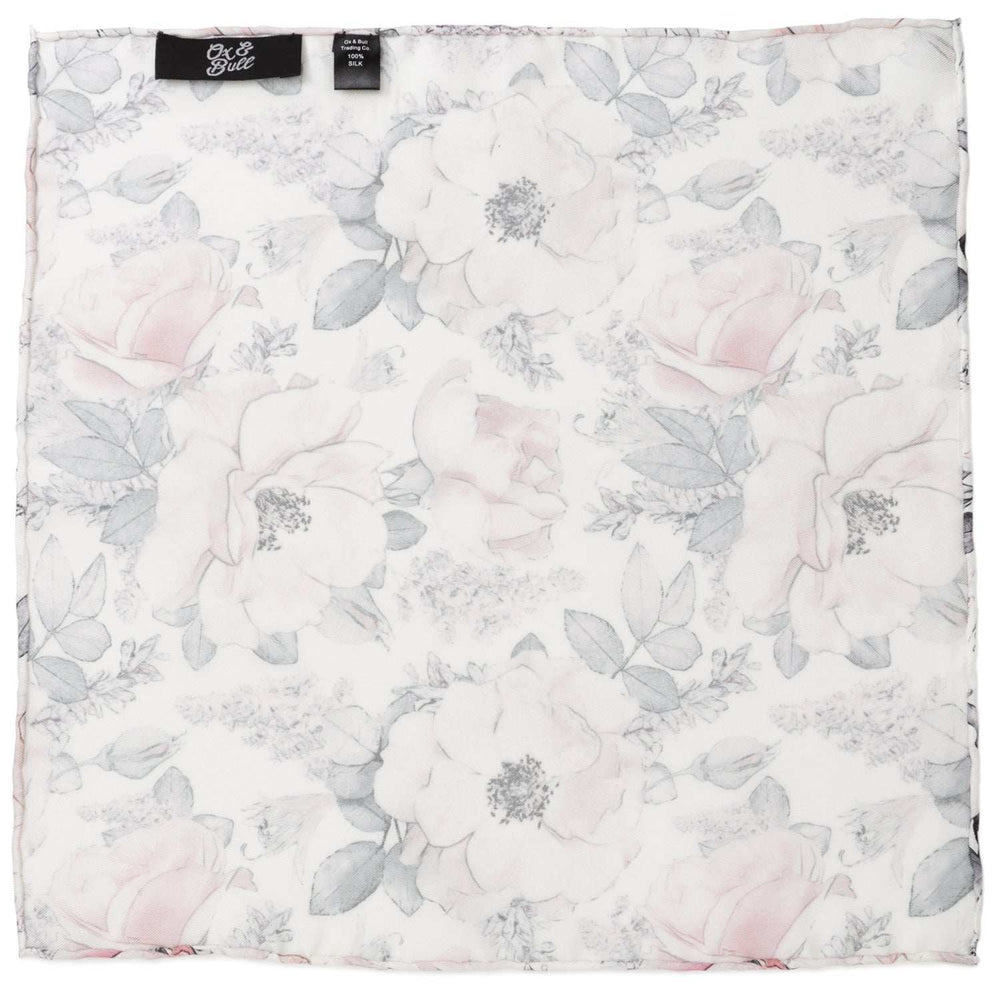 Painted Floral Gray Pocket Square - Cufflinks.com - Flyclothing LLC