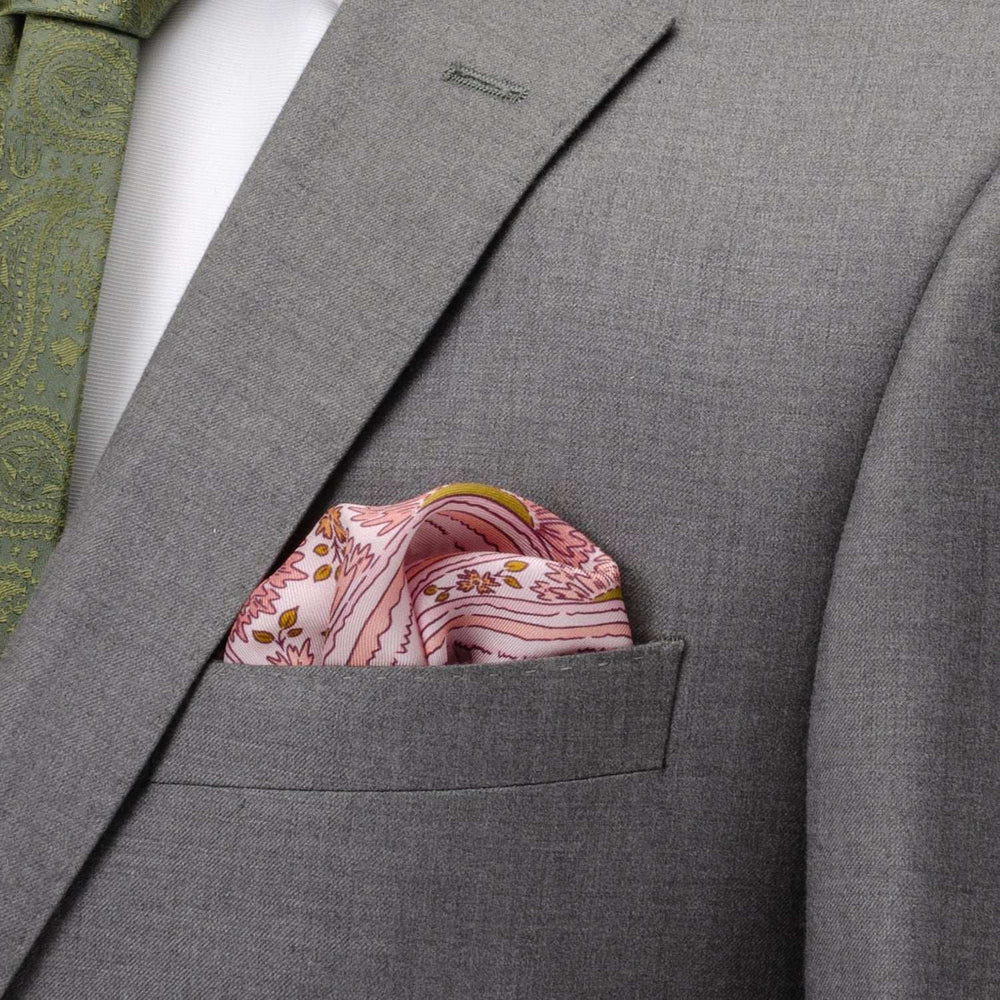 Floral Blush Paisley Pocket Square - Cufflinks.com - Flyclothing LLC