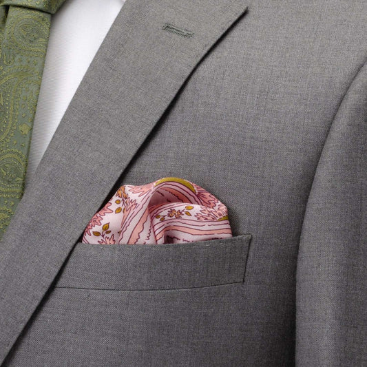 Floral Blush Paisley Pocket Square - Cufflinks.com - Flyclothing LLC