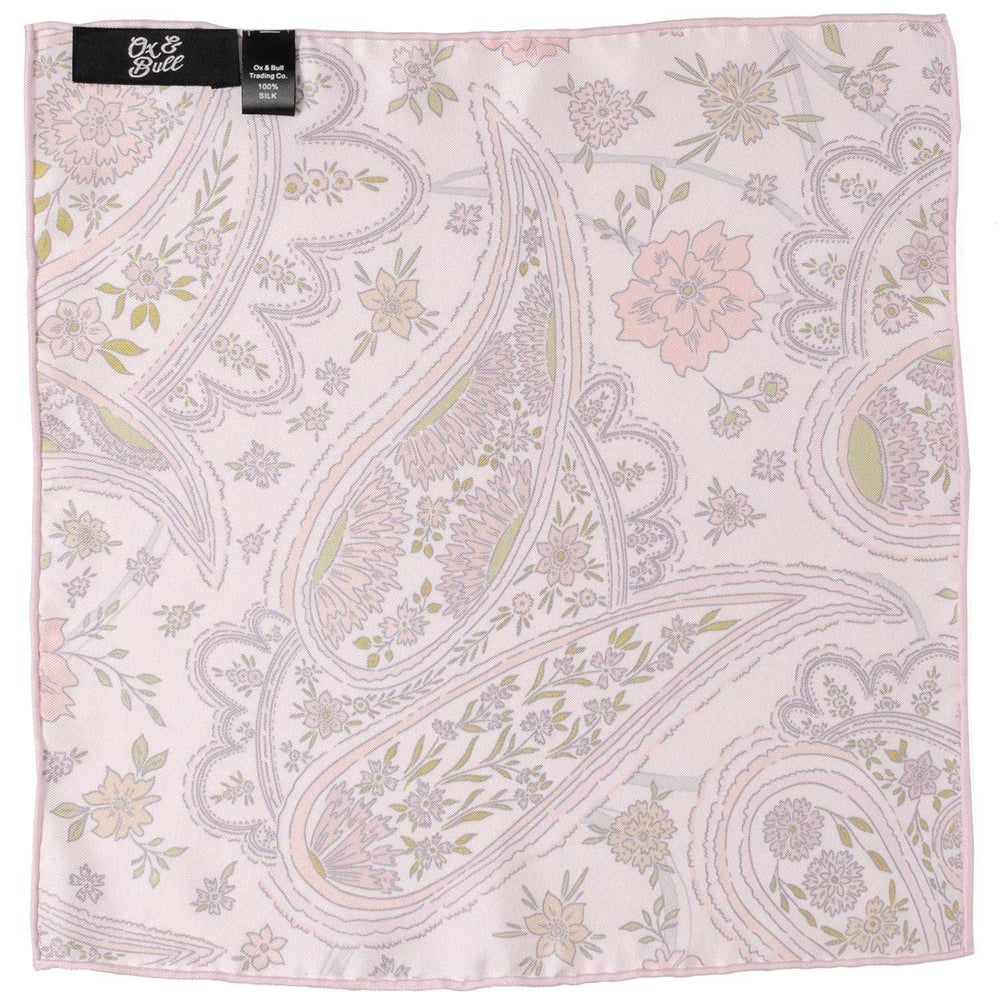 Floral Blush Paisley Pocket Square - Cufflinks.com - Flyclothing LLC