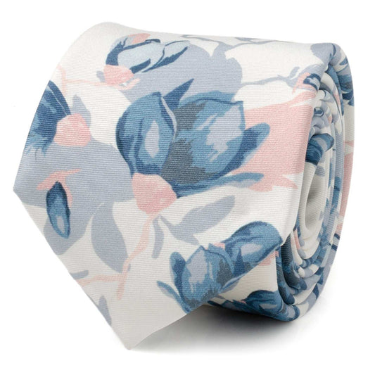White Floral Patterned Printed Men's Tie - Cufflinks.com - Flyclothing LLC