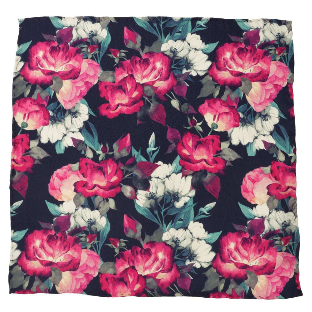 Painted Floral Navy Necktie and Pocket Square Gift Set - Cufflinks.com - Flyclothing LLC