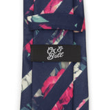 Painted Floral Navy Stripe Silk Men's Tie