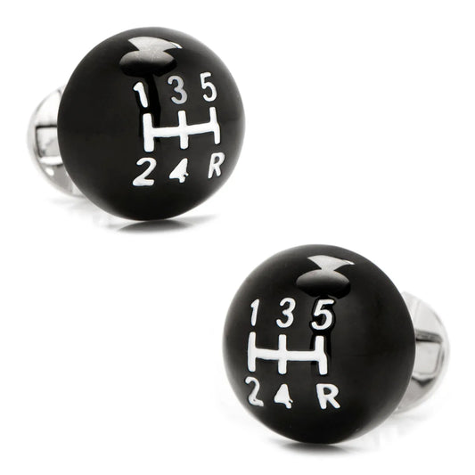 3D Black Gear Shifter Cufflinks - Cufflinks.com - Flyclothing LLC