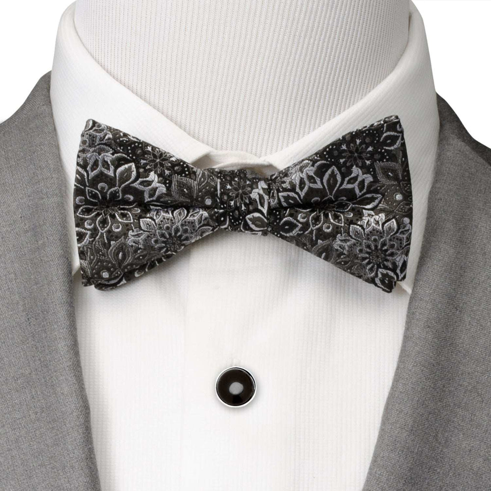 Kaleido Floral Charcoal Men's Bow Tie - Cufflinks.com - Flyclothing LLC