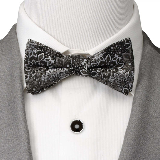 Kaleido Floral Charcoal Men's Bow Tie - Cufflinks.com - Flyclothing LLC