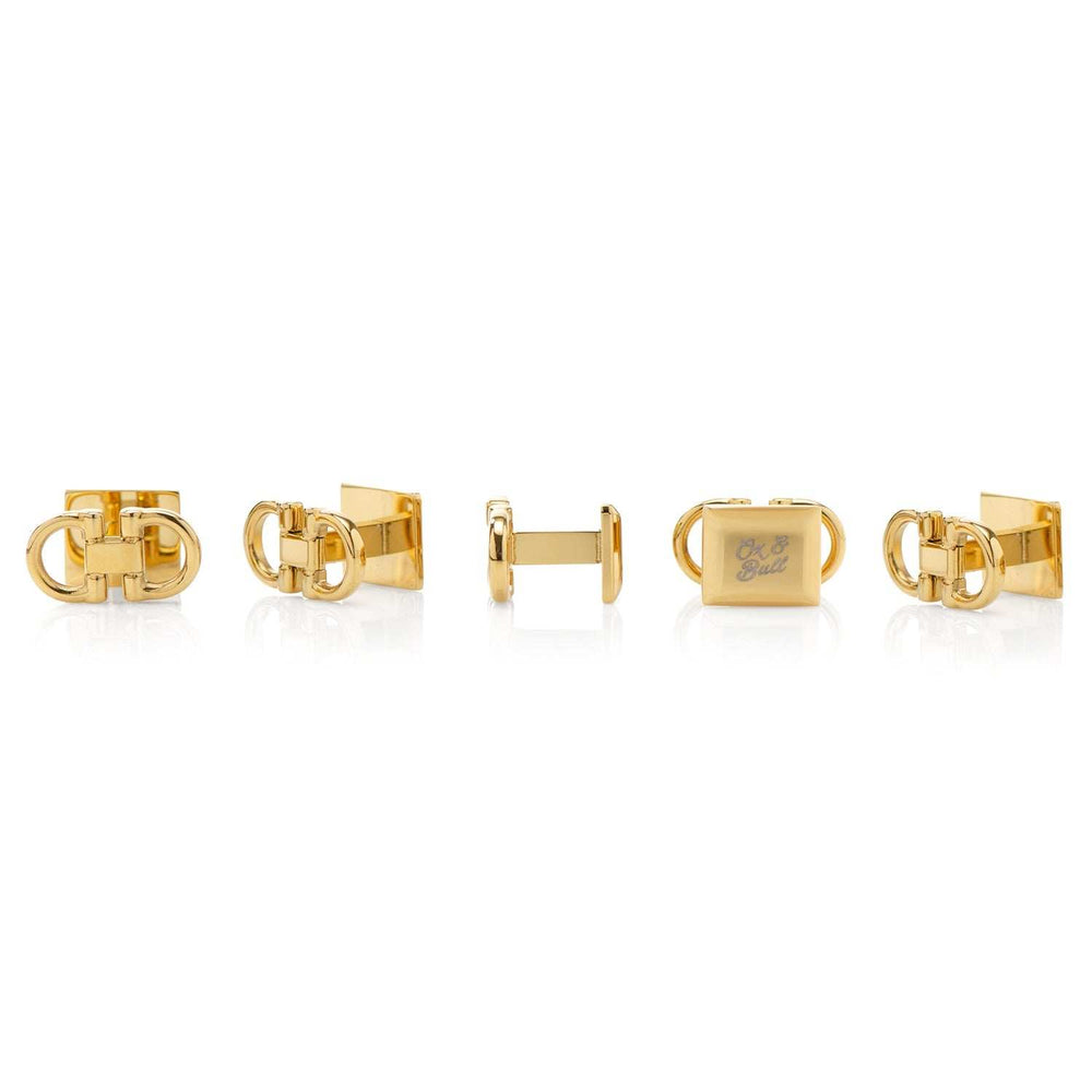 Horse Bit Gold Stainless Steel 5-Studs - Cufflinks.com - Flyclothing LLC