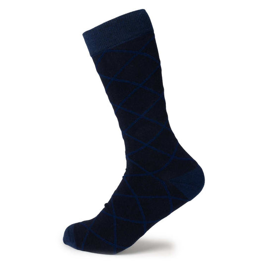 Grid Navy Men's Socks - Cufflinks.com - Flyclothing LLC