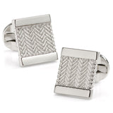 Silver Herringbone Cufflinks - Cufflinks.com - Flyclothing LLC