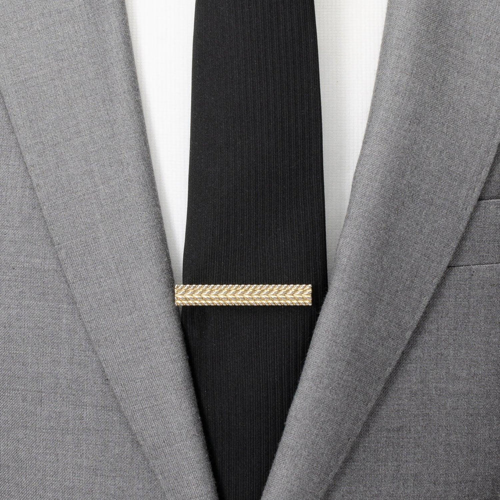 Antique Gold Herringbone Tie Clip - Cufflinks.com - Flyclothing LLC