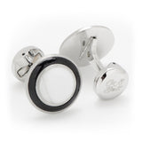Jade with Onyx Ring Stainless Steel Cufflinks - Cufflinks.com - Flyclothing LLC