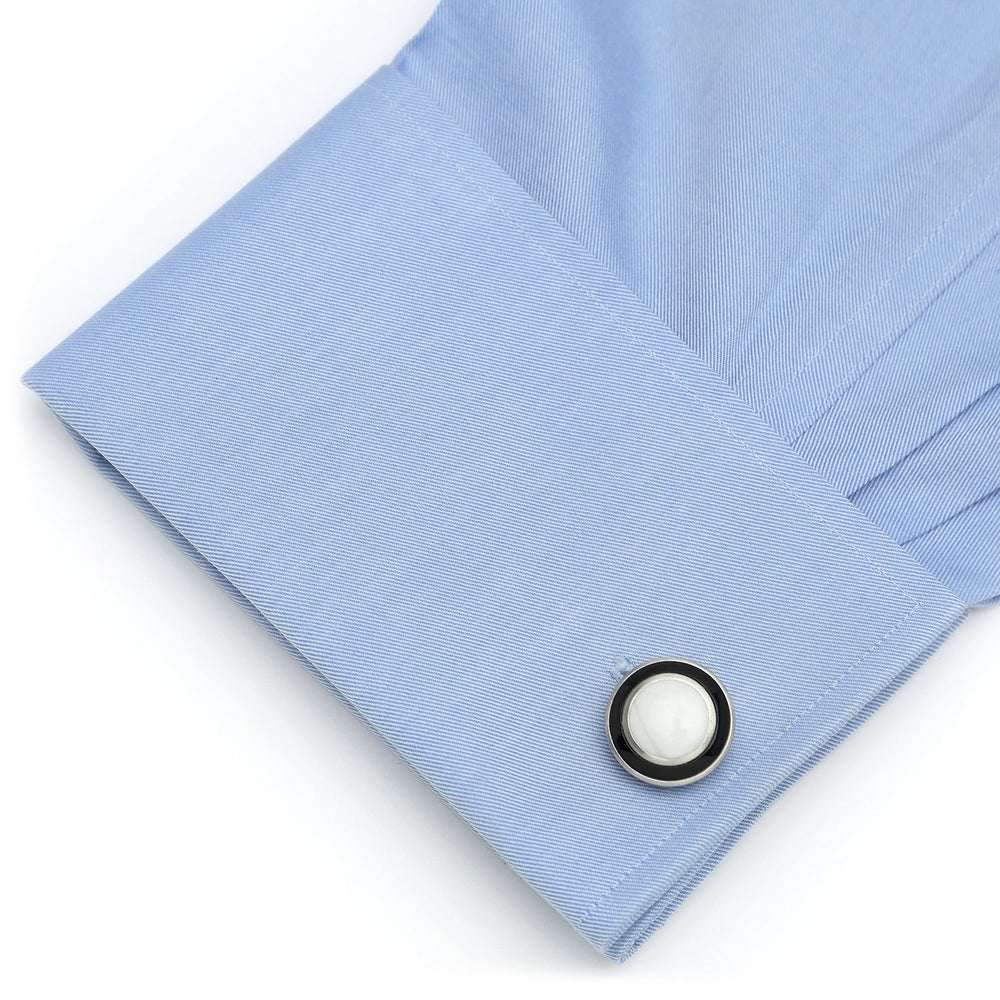 Jade with Onyx Ring Stainless Steel Cufflinks - Cufflinks.com - Flyclothing LLC