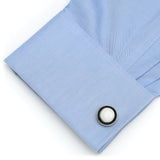 Jade with Onyx Ring Stainless Steel Cufflinks - Cufflinks.com - Flyclothing LLC